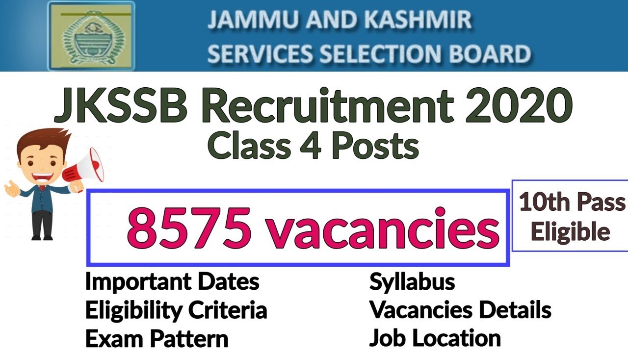 Recruitment Notification For 8575 Group D Posts In JKSSB