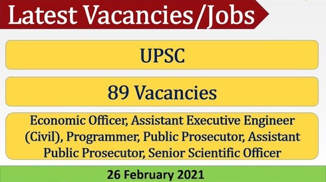 89 Public Prosecutor Economic Officer Assistant Executive Engineer Posts In UPSC
